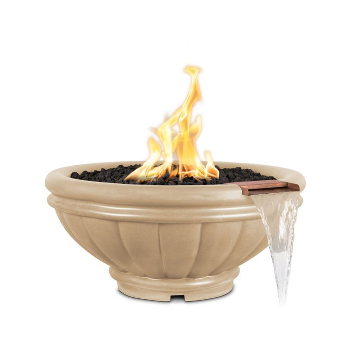 The Outdoor Plus Roma GFRC 12V Electronic Concrete Round Fire & Water Bowl - 24" - OPT-ROMFW24E12V