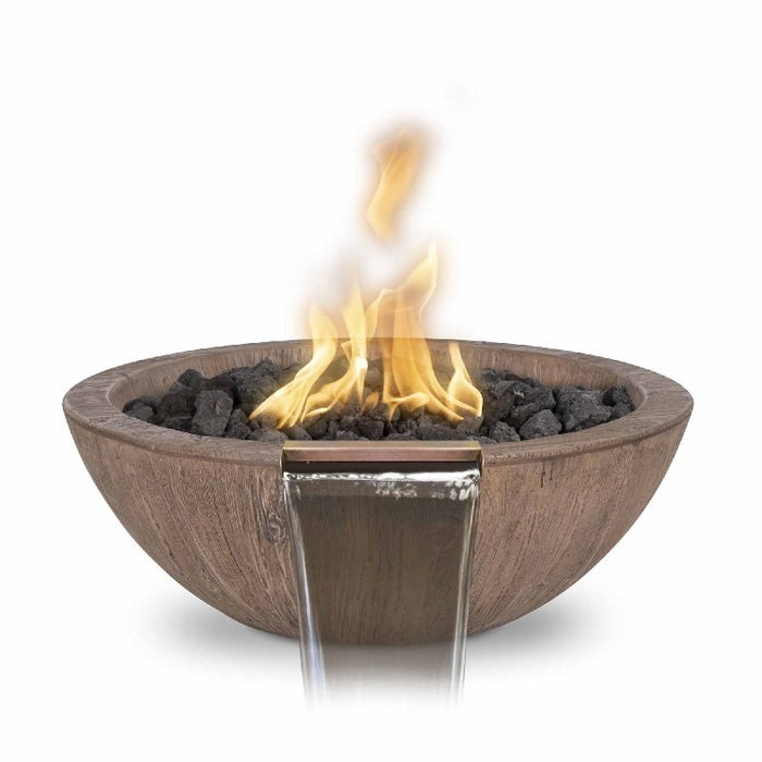 The Outdoor Plus  Sedona 12V Electronic Ignition Wood Grain Round Fire and Water Bowl -  27"  - OPT-27RWGFWE12V