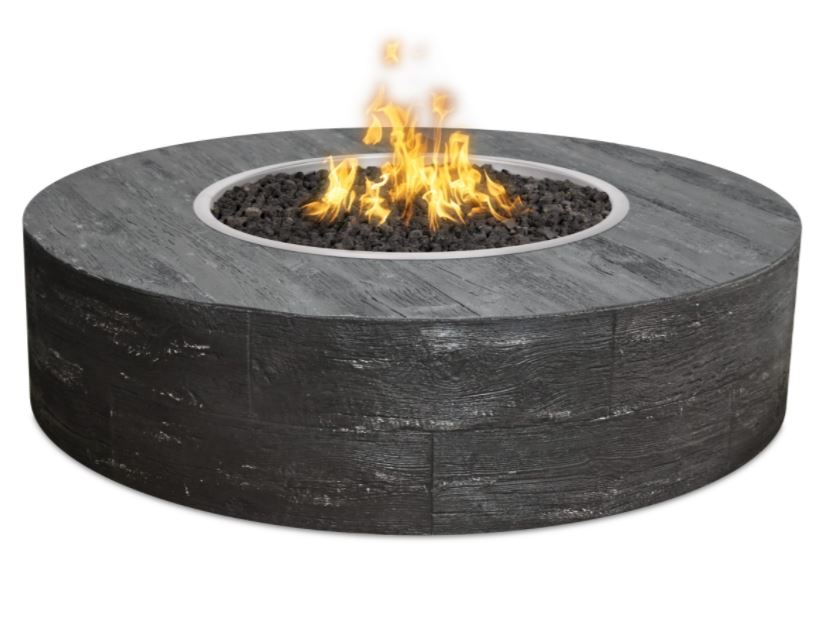 The Outdoor Plus Sequoia Wood Grain Fire Pit 42" - 16" Tall - 12V Electronic Ignition - OPT-SEQ42LWE12V