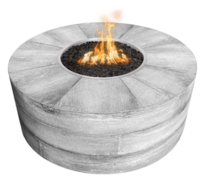 The Outdoor Plus Sequoia Wood Grain Fire Pit 42" - 16" Tall - 12V Electronic Ignition - OPT-SEQ42LWE12V