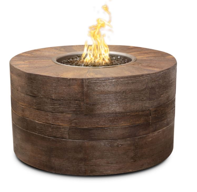 The Outdoor Plus Sequoia Wood Grain Fire Pit 42" - 24" Tall - Flame Sense System with Push Button Spark Igniter - OPT-SEQ42FSEN