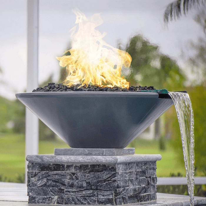 The Outdoor Plus Series Cazo GFRC 12V Electronic Round Fire and Water Bowl - 24" - OPT-24RFWE12V