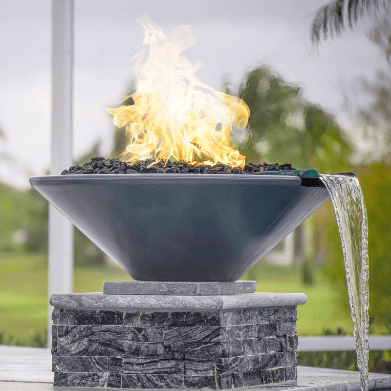 The Outdoor Plus Series Cazo GFRC Match Lit Round Fire and Water Bowl- 31" - OPT-31RFW