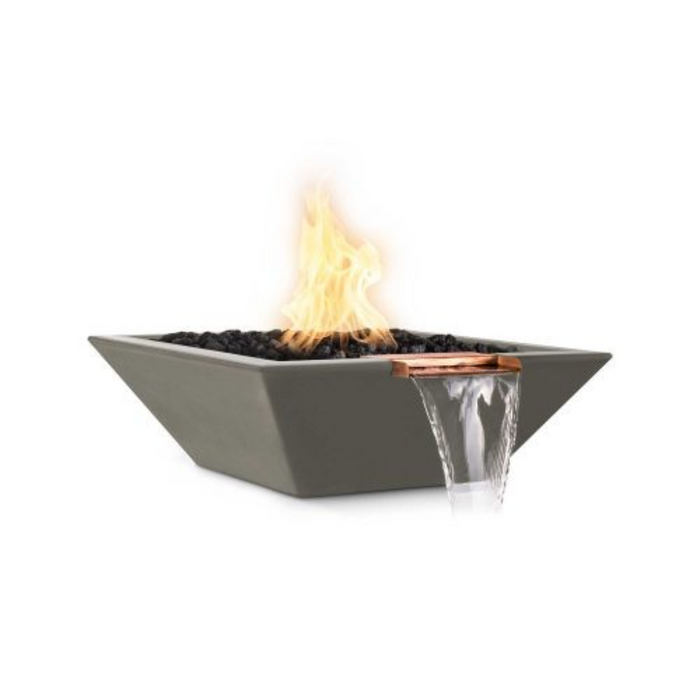 The Outdoor Plus Series Maya GFRC 12V Electronic Concrete Square Fire & Water Bowl - 30" -  OPT-30SFWE12V