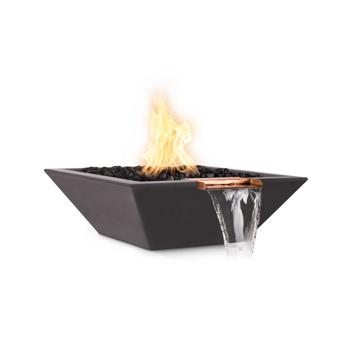 The Outdoor Plus Series Maya GFRC 12V Electronic Concrete Square Fire & Water Bowl - 30" -  OPT-30SFWE12V