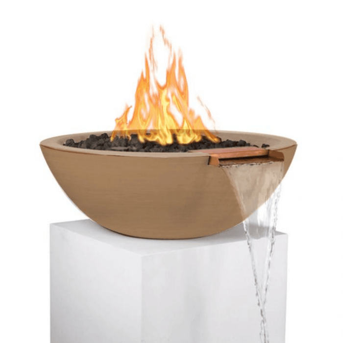 The Outdoor Plus Series Sedona GFRC 12V Electronic Round Fire and Water Bowl - 27" - OPT-RFWE12V