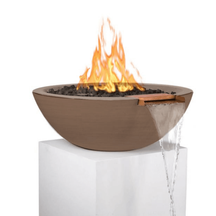 The Outdoor Plus Series Sedona GFRC 12V Electronic Round Fire and Water Bowl - 27" - OPT-RFWE12V