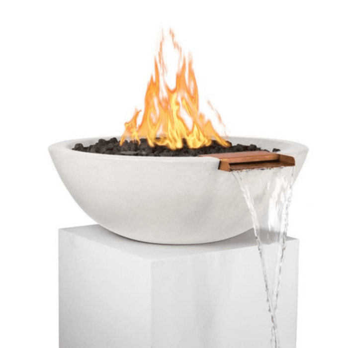 The Outdoor Plus Series Sedona GFRC 12V Electronic Round Fire and Water Bowl - 27" - OPT-RFWE12V