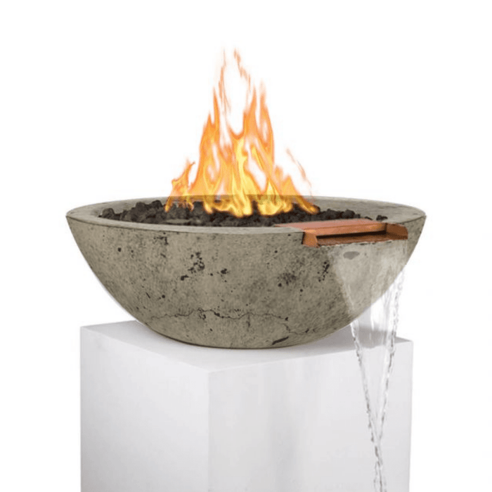 The Outdoor Plus Series Sedona GFRC 12V Electronic Round Fire and Water Bowl - 27" - OPT-RFWE12V