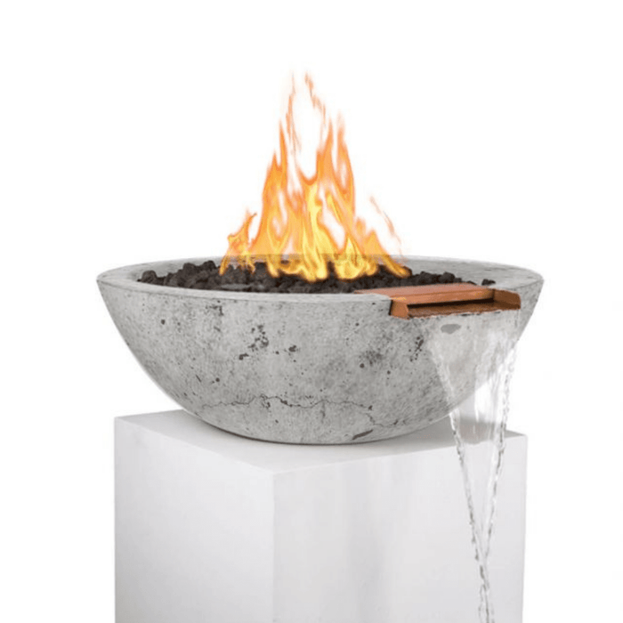 The Outdoor Plus Series Sedona GFRC 12V Electronic Round Fire and Water Bowl - 27" - OPT-RFWE12V