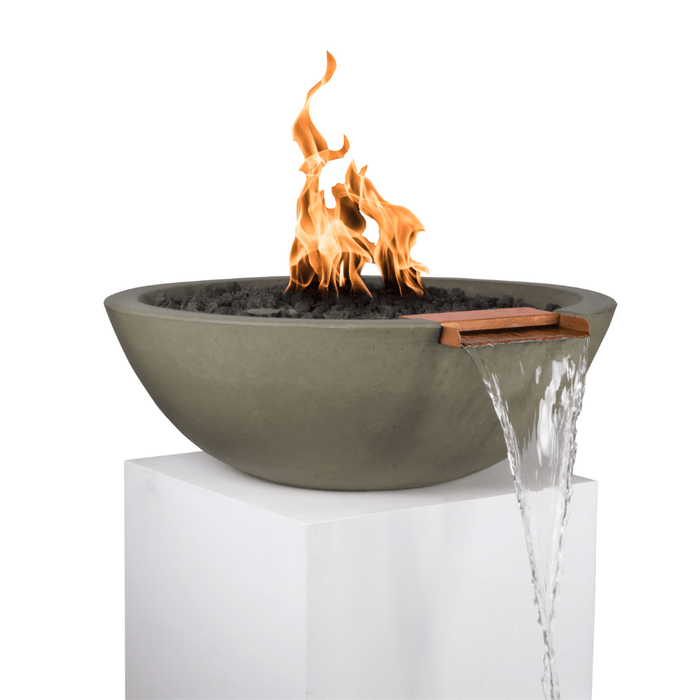 The Outdoor Plus Series Sedona GFRC 12V Electronic Round Fire and Water Bowl - 27" - OPT-RFWE12V