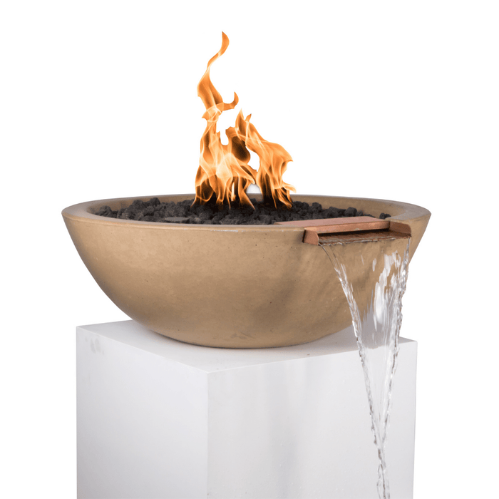 The Outdoor Plus Series Sedona GFRC 12V Electronic Round Fire and Water Bowl - 27" - OPT-RFWE12V