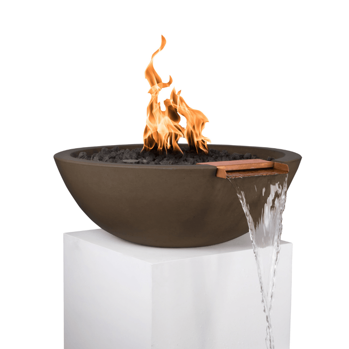 The Outdoor Plus Series Sedona GFRC 12V Electronic Round Fire and Water Bowl - 27" - OPT-RFWE12V