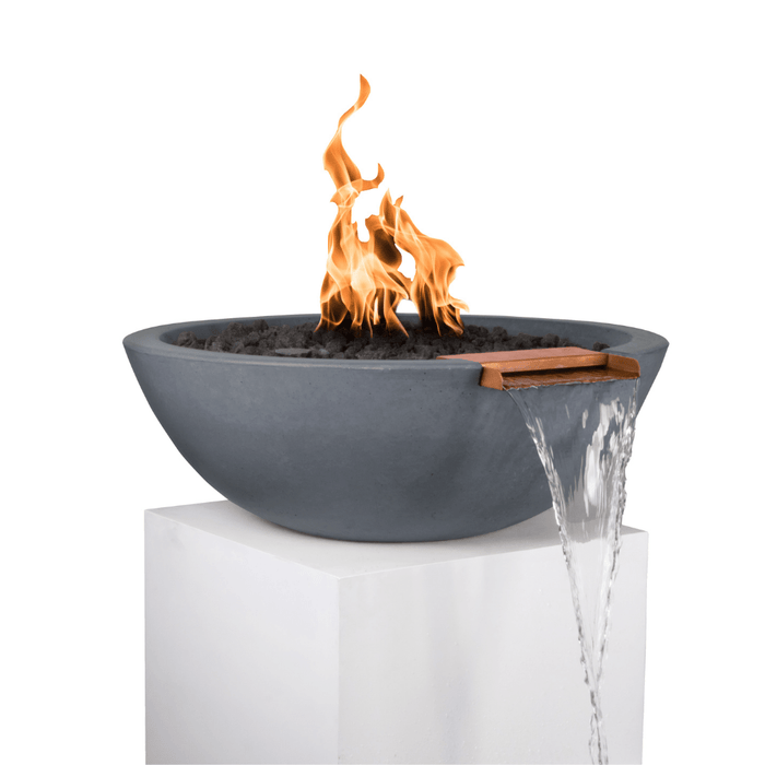 The Outdoor Plus Series Sedona GFRC 12V Electronic Round Fire and Water Bowl - 27" - OPT-RFWE12V