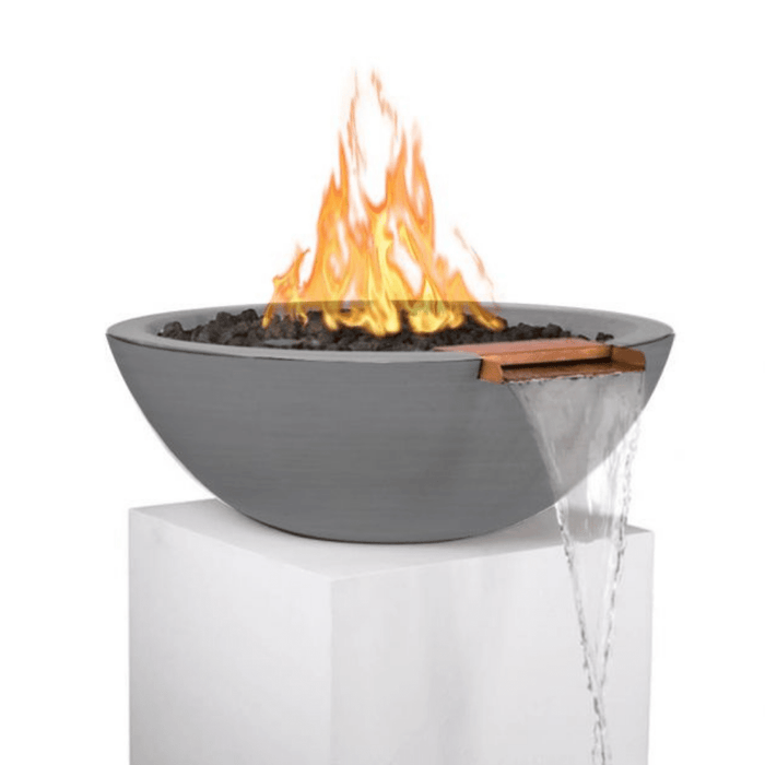 The Outdoor Plus Series Sedona GFRC 12V Electronic Round Fire and Water Bowl - 27" - OPT-RFWE12V