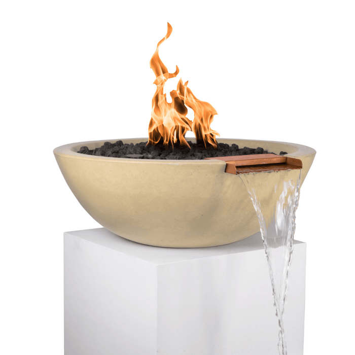 The Outdoor Plus Series Sedona GFRC 12V Electronic Round Fire and Water Bowl - 27" - OPT-RFWE12V