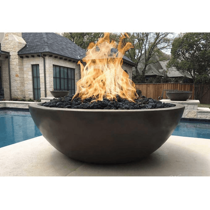 The Outdoor Plus Series Sedona GFRC 12V Electronic Round Fire Bowl - 27" - OPT-27RFOE12V