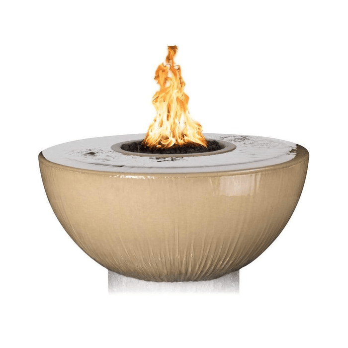 The Outdoor Plus Series Sedona GFRC Electronic 360 Degree Spill Round Fire and Water Bowl - 38" - OPT-38FW360E12V