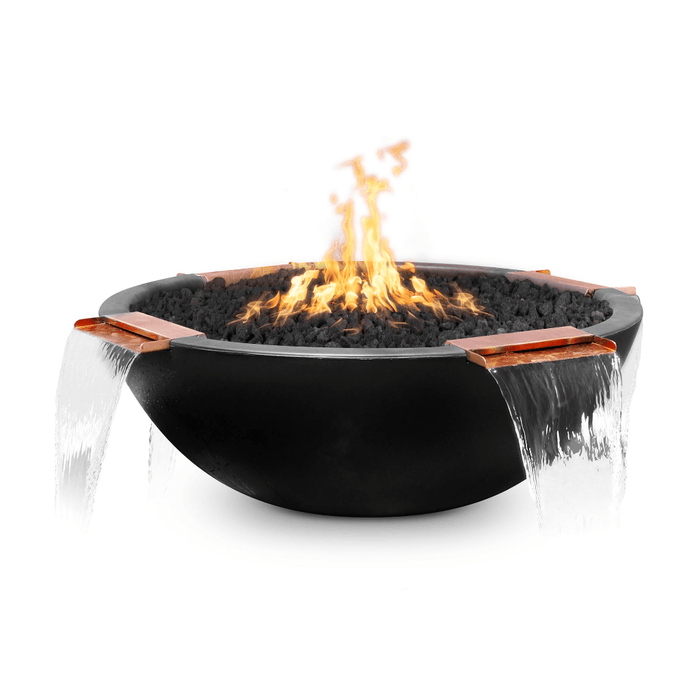 The Outdoor Plus Series Sedona GFRC Electronic 4 Way Spill Round Fire and Water Bowl - 46"- OPT-46RFW4WE12V