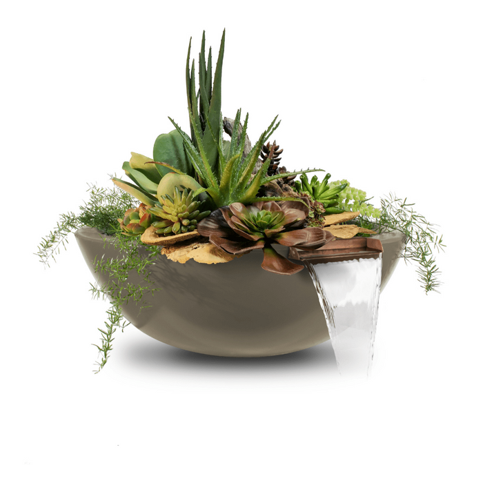 The Outdoor Plus Series Sedona GFRC Round Planter and Water Bowl - 27" - OPT-27RPW