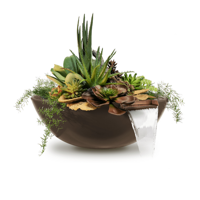 The Outdoor Plus Series Sedona GFRC Round Planter and Water Bowl - 27" - OPT-27RPW