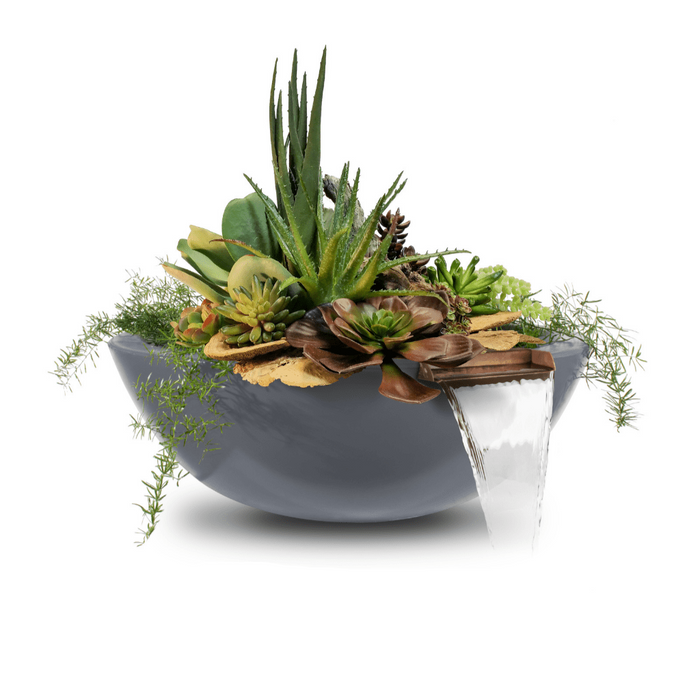 The Outdoor Plus Series Sedona GFRC Round Planter and Water Bowl - 27" - OPT-27RPW