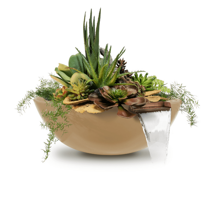 The Outdoor Plus Series Sedona GFRC Round Planter and Water Bowl - 27" - OPT-27RPW