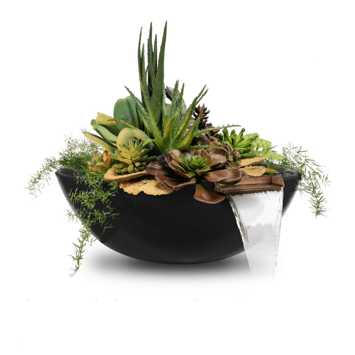 The Outdoor Plus Series Sedona GFRC Round Planter and Water Bowl - 27" - OPT-27RPW