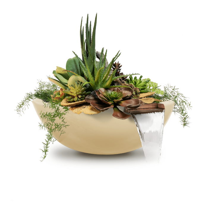 The Outdoor Plus Series Sedona GFRC Round Planter and Water Bowl - 33" - OPT-33RPW