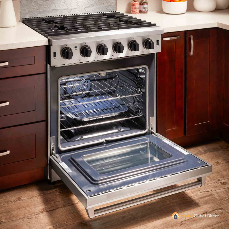 Thor Kitchen 2-Piece Appliance Package - 30-Inch Gas Range & Premium Under Cabinet Hood in Stainless Steel