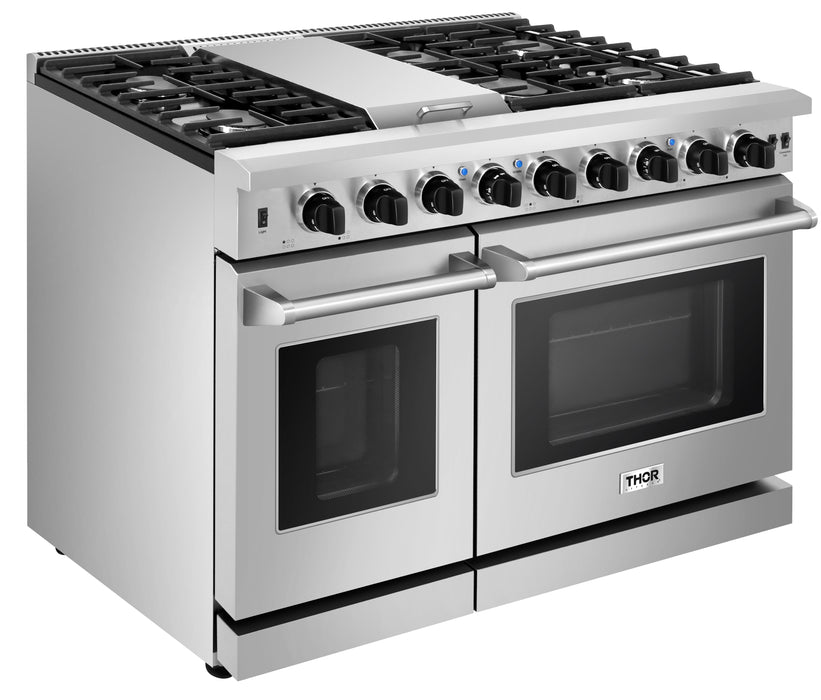 Thor Kitchen 2-Piece Appliance Package - 48-Inch Gas Range & Pro Wall Mount Hood in Stainless Steel