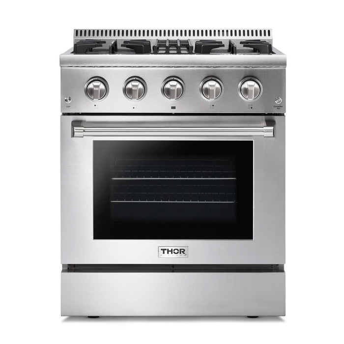 Thor Kitchen 2-Piece Pro Appliance Package - 30-Inch Dual Fuel Range & Premium Under Cabinet Hood in Stainless Steel