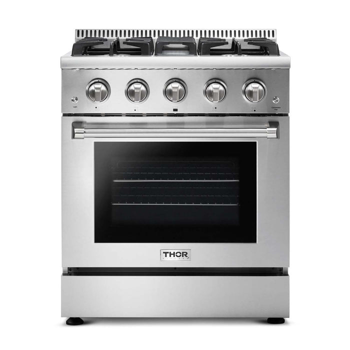 Thor Kitchen 2-Piece Pro Appliance Package - 30-Inch Gas Range & Premium Under Cabinet Hood in Stainless Steel