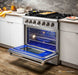 Thor Kitchen 2-Piece Pro Appliance Package - 36-Inch Dual Fuel Range & Pro-Style Wall Mount Hood in Stainless Steel