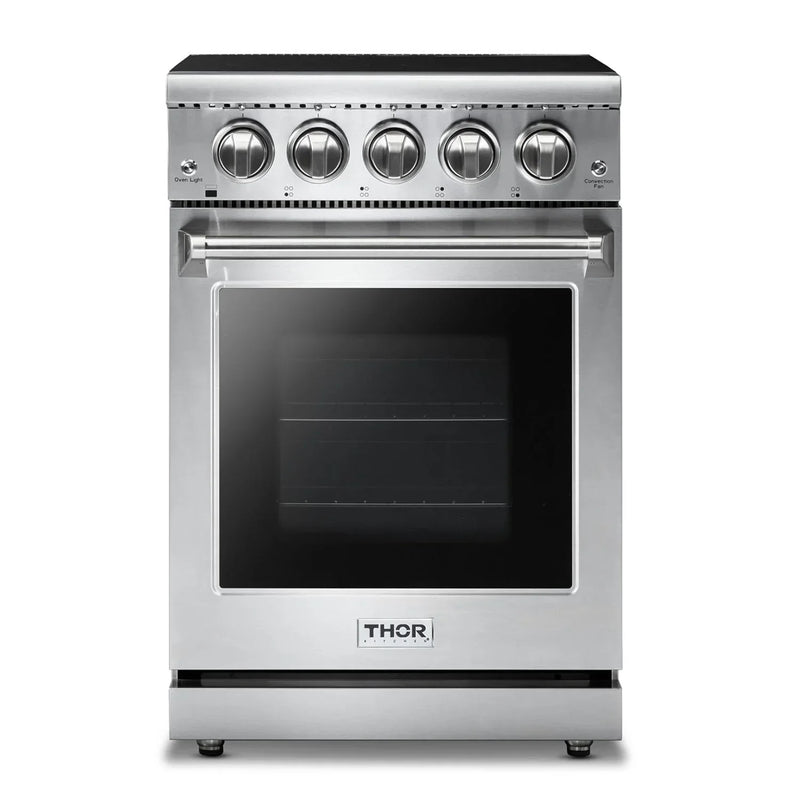 Thor Kitchen 2-Piece Appliance Package - 24-Inch Electric Range and Over-the-Range Microwave & Vent Hood in Stainless Steel