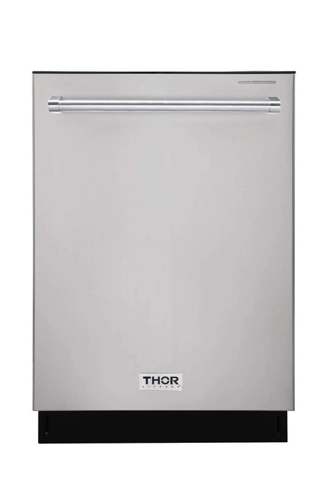 Thor Kitchen 4-Piece Appliance Package - 36-Inch Electric Range, Wall Mount Range Hood, Refrigerator, and Dishwasher in Stainless Steel