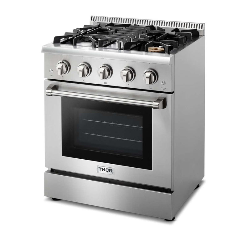Thor Kitchen 2-Piece Appliance Package - 30-Inch Gas Range and Over-the-Range Microwave & Vent Hood in Stainless Steel