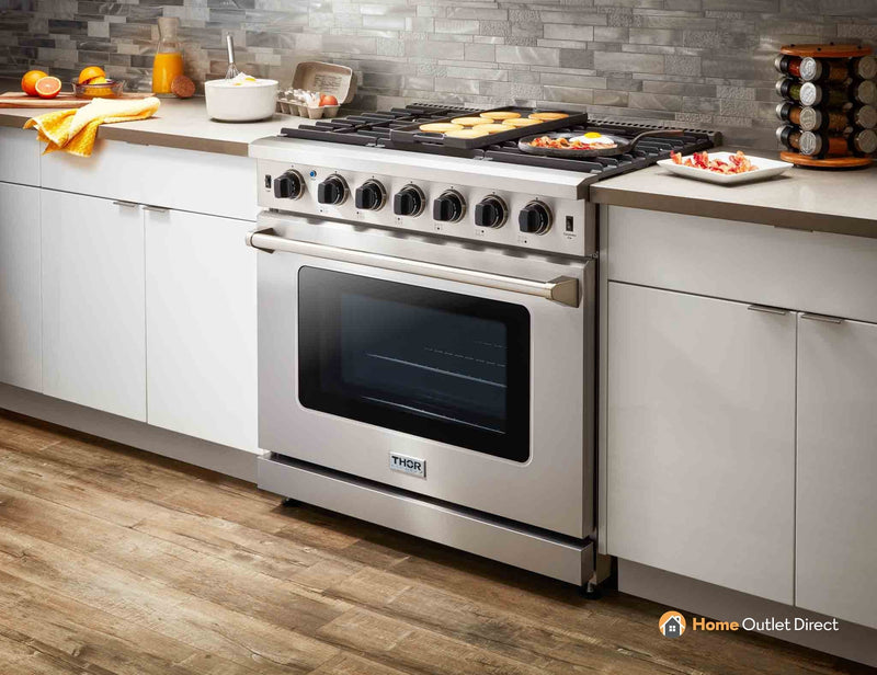 Thor Kitchen 36-Inch 6.0 Cu. Ft Single Oven Professional Gas Range in Stainless Steel (LRG3601U)