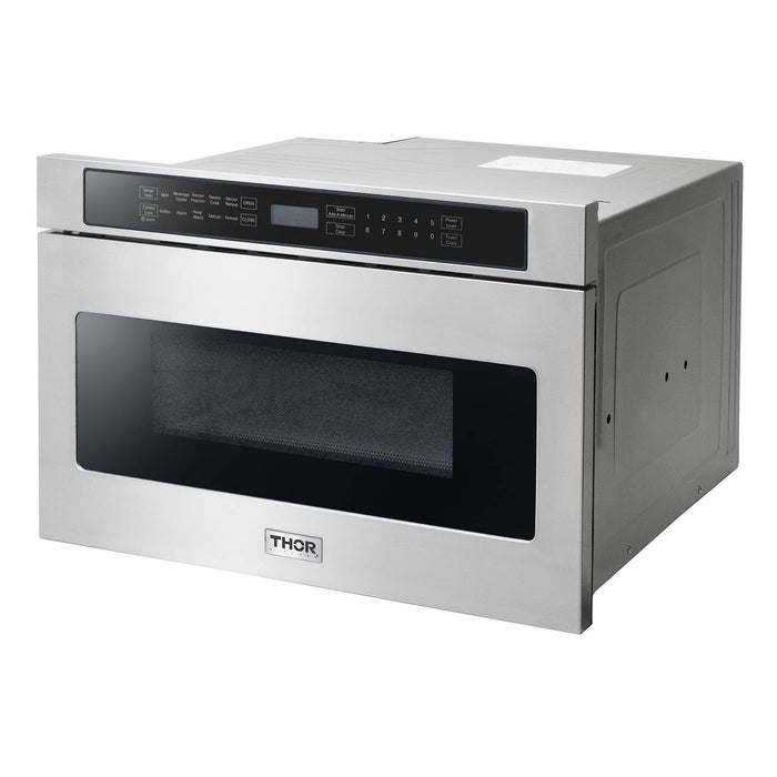 Thor Kitchen 4-Piece Appliance Package - 36-Inch Electric Range, French Door Refrigerator, Dishwasher, and Microwave Drawer in Stainless Steel