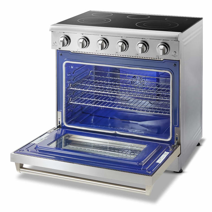 Thor Kitchen 4-Piece Appliance Package - 36-Inch Electric Range, French Door Refrigerator, Dishwasher, and Microwave Drawer in Stainless Steel
