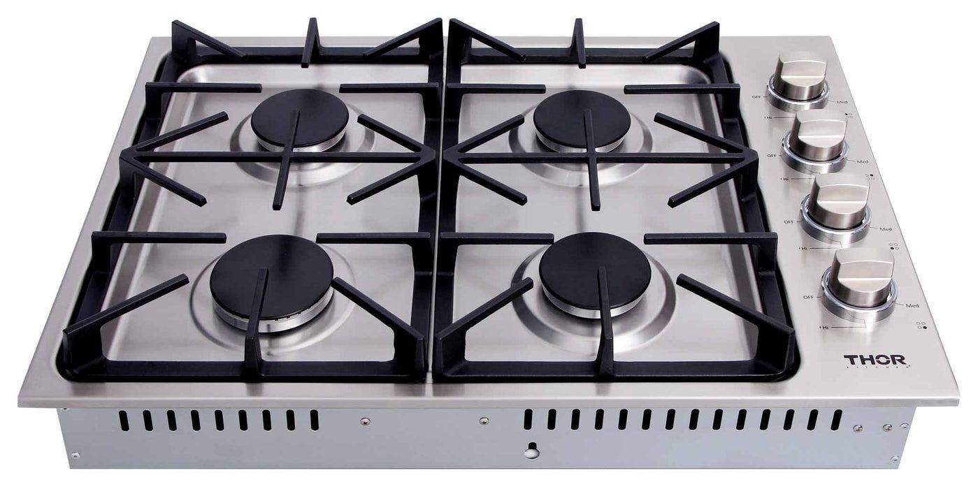 Thor Kitchen 4-Piece Pro Appliance Package - 30-Inch Gas Cooktop, Electric Wall Oven, Dishwasher & Refrigerator in Stainless Steel