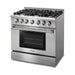 Thor Kitchen 4-Piece Pro Appliance Package - 36-Inch Gas Range, French Door Refrigerator, Pro-Style Wall Mount Hood and Dishwasher in Stainless Steel