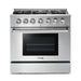 Thor Kitchen 4-Piece Pro Appliance Package - 36-Inch Gas Range, French Door Refrigerator, Pro-Style Wall Mount Hood and Dishwasher in Stainless Steel