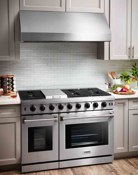 Thor Kitchen 48-Inch 6.8 cu. ft. Double Oven Gas Range in Stainless Steel (LRG4807U)