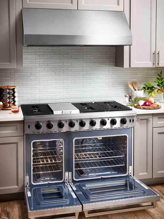 Thor Kitchen 48-Inch 6.8 cu. ft. Double Oven Gas Range in Stainless Steel (LRG4807U)