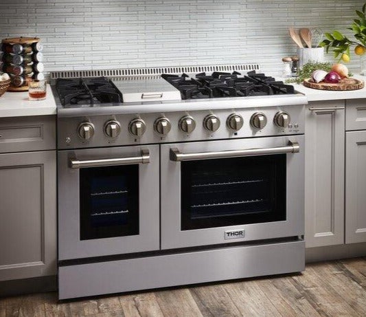 Thor Kitchen 48 in. Gas Burner, Electric Oven 6.7 cu. ft. Range in Stainless Steel - HRD4803U