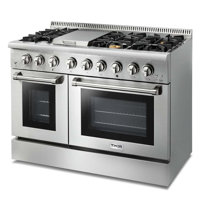 Thor Kitchen 48 in. Gas Burner, Electric Oven 6.7 cu. ft. Range in Stainless Steel - HRD4803U