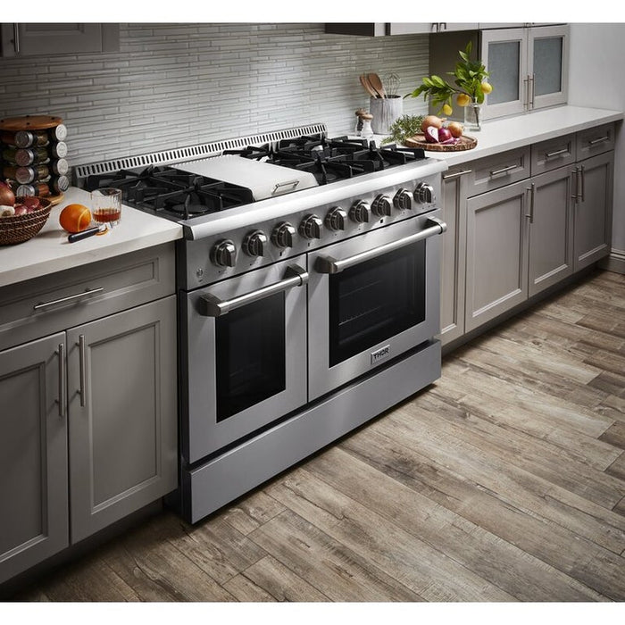 Thor Kitchen 48 in. Gas Burner, Electric Oven 6.7 cu. ft. Range in Stainless Steel - HRD4803U