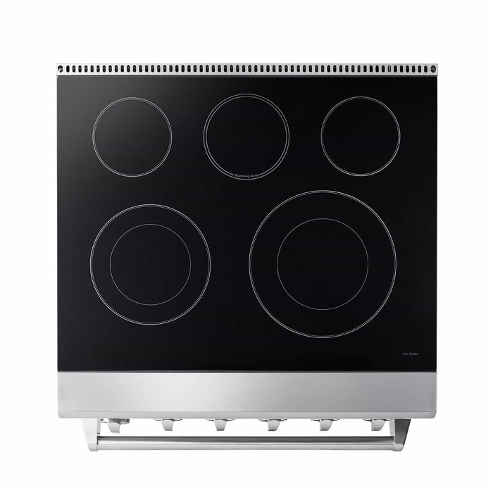 Thor Kitchen 5-Piece Appliance Package - 30-Inch Electric Range, French Door Refrigerator, Dishwasher, Microwave Drawer, & Wine Cooler in Stainless Steel