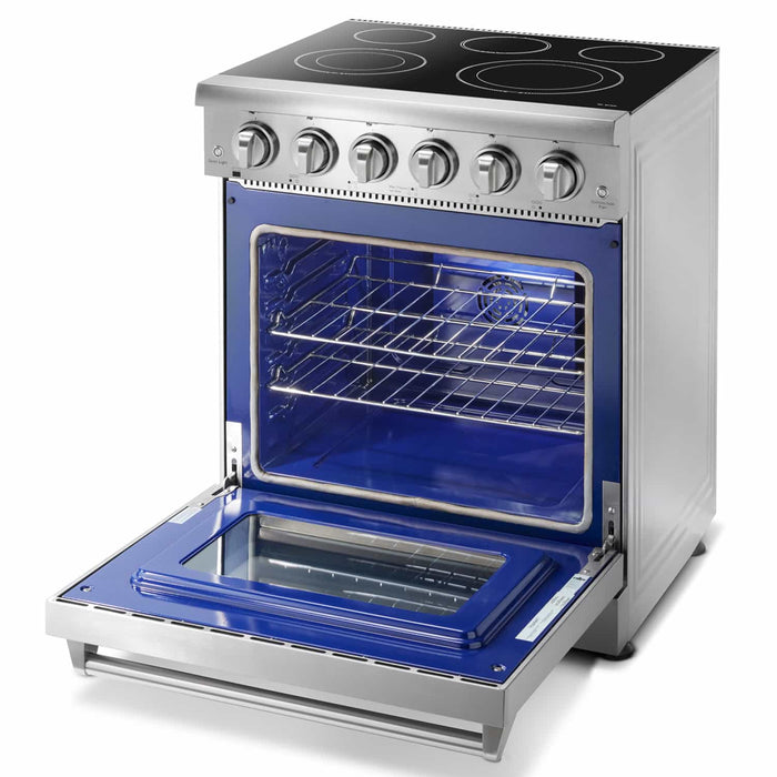 Thor Kitchen 5-Piece Appliance Package - 30-Inch Electric Range, French Door Refrigerator, Dishwasher, Microwave Drawer, & Wine Cooler in Stainless Steel